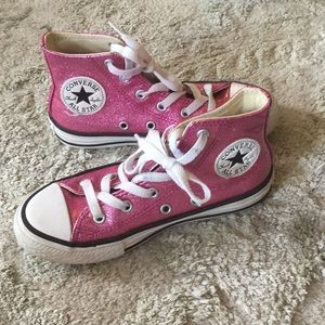 Girls Glittery pink converse
